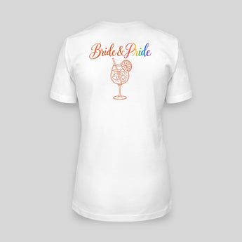 Bride and Pride Backprint JGA T-Shirt Damen Rückseite mit großem Rückendruck