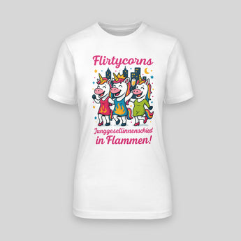 Flirtycorns - Einhorn – JGA T-Shirt Damen – Vorderansicht