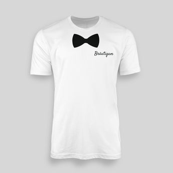 ELEGANT & STYLISCH – GEBUNDENE FLIEGE ALS PRINT! – JGA T-Shirt Herren – Rückansicht