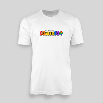 LGBIERTQ+ JGA T-Shirt Herren Weiß mit Retro-Pride-Bier-Print