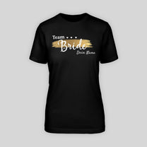 TEAM BRIDE – ELEGANT IN SCHWARZ MIT GOLD-STREIFEN! | JGA T-Shirt Damen