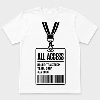 All Access Crew-Pass JGA T-Shirt in Weiss mit schwarzem Backstage-Pass-Druck