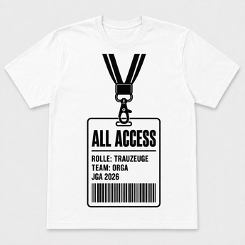 All Access Crew-Pass JGA T-Shirt Herren in Weiss mit Rolle Trauzeuge