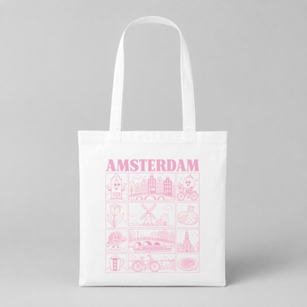 Amsterdam JGA Jutebeutel – Rosa Städte-Motiv