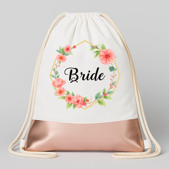 Bride – Hexagon | JGA Turnbeutel Damen – Weiss / Rosegold