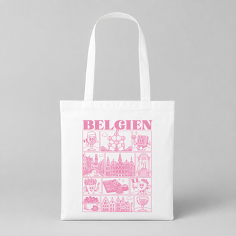 Belgien JGA Jutebeutel – Rosa Städte-Motiv