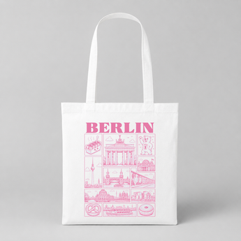 Berlin JGA Jutebeutel – Rosa Städte-Motiv