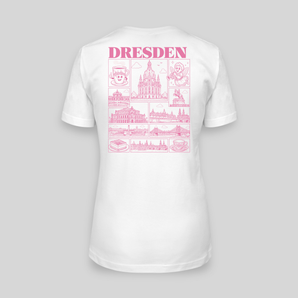 Dresden JGA T-Shirt Damen Rückseite – Rosa Städte-Motiv