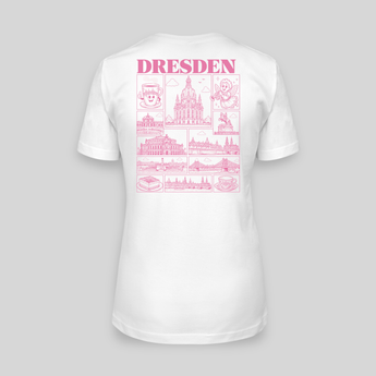 Dresden JGA T-Shirt Damen Rückseite – Rosa Städte-Motiv