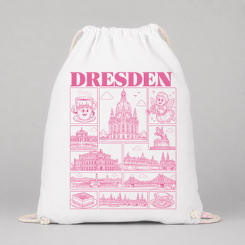 Dresden JGA Turnbeutel – Rosa Städte-Motiv