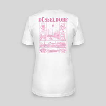 Düsseldorf JGA T-Shirt Damen Rückseite – Rosa Städte-Motiv