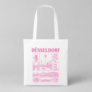 Düsseldorf JGA Jutebeutel – Rosa Städte-Motiv