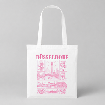 Düsseldorf JGA Jutebeutel – Rosa Städte-Motiv