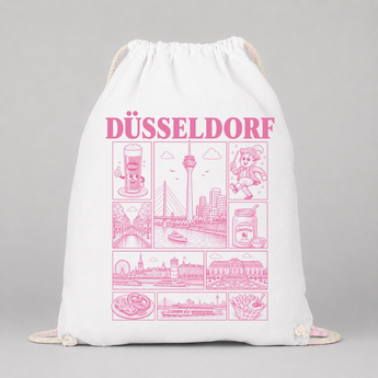 Düsseldorf JGA Turnbeutel – Rosa Städte-Motiv