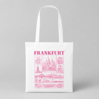 Frankfurt JGA Jutebeutel – Rosa Städte-Motiv