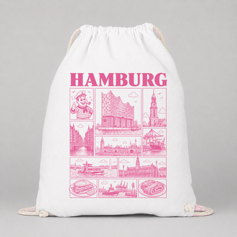 Hamburg JGA Turnbeutel – Rosa Städte-Motiv