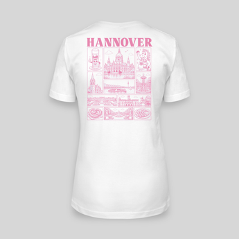 Hannover JGA T-Shirt Damen Rückseite – Rosa Städte-Motiv