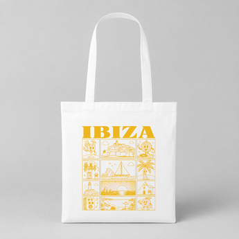 Ibiza JGA Jutebeutel – Gelbes Städte-Motiv