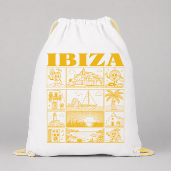 Ibiza JGA Turnbeutel – Gelbes Städte-Motiv