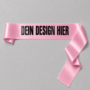 JGA Schärpe selbst gestalten – Rosa mit Aufdruck „Dein Design hier“