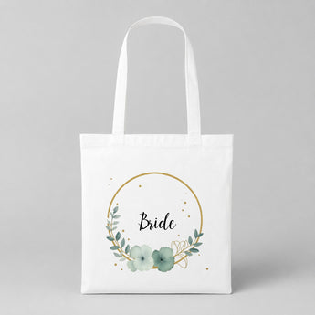 Bride – Blume | JGA Jutebeutel Damen – Weiss