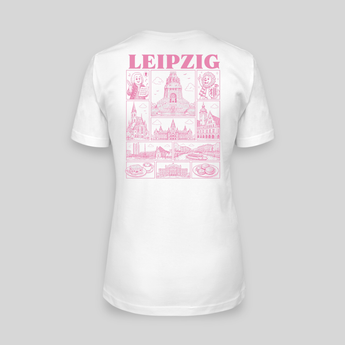 Leipzig JGA T-Shirt Damen Rückseite – Rosa Städte-Motiv