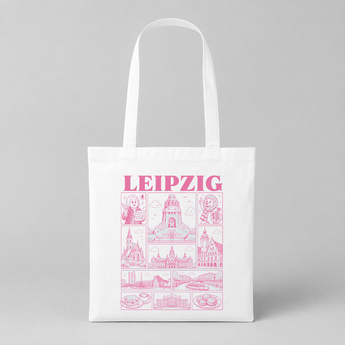 Leipzig JGA Jutebeutel – Rosa Städte-Motiv