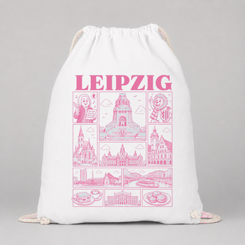 Leipzig JGA Turnbeutel – Rosa Städte-Motiv