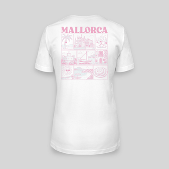 Mallorca JGA T-Shirt Damen Rückseite – Rosa Städte-Motiv