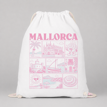 Mallorca JGA Turnbeutel – Rosa Städte-Motiv