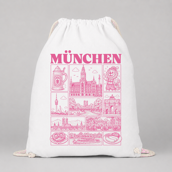 München JGA Turnbeutel – Rosa Städte-Motiv