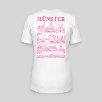 Münster JGA T-Shirt Damen Rückseite – Rosa Städte-Motiv