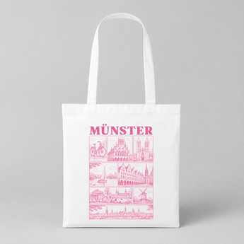 Münster JGA Jutebeutel – Rosa Städte-Motiv