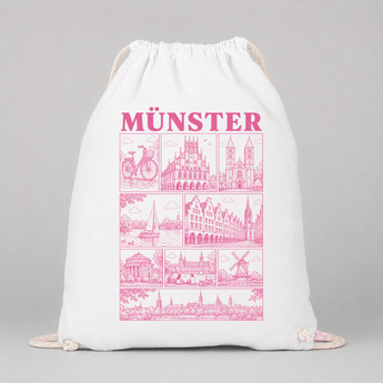 Münster JGA Turnbeutel – Rosa Städte-Motiv
