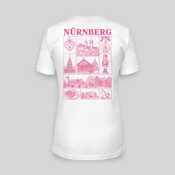 Nürnberg JGA T-Shirt Damen Rückseite – Rosa Städte-Motiv