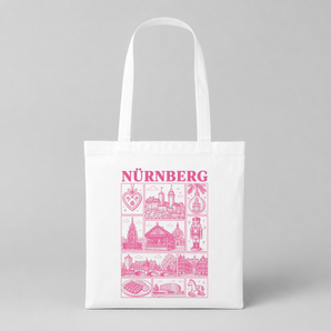 Nürnberg JGA Jutebeutel – Rosa Städte-Motiv