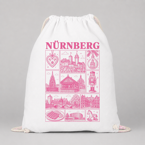 Nürnberg JGA Turnbeutel – Rosa Städte-Motiv