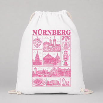 Nürnberg JGA Turnbeutel – Rosa Städte-Motiv