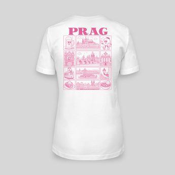 Prag JGA T-Shirt Damen Rückseite – Rosa Städte-Motiv