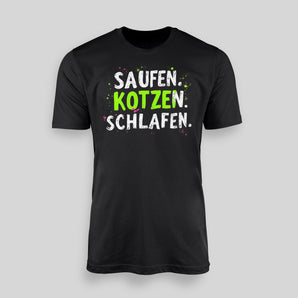 saufen-kotzen-schlafen-jga-maenner-herren-premium-t-shirt-schwarz