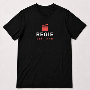 REGIE Best Man – schwarzes JGA T-Shirt mit Regieklappe-Print