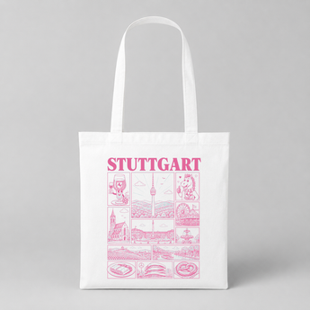 Stuttgart JGA Jutebeutel – Rosa Städte-Motiv