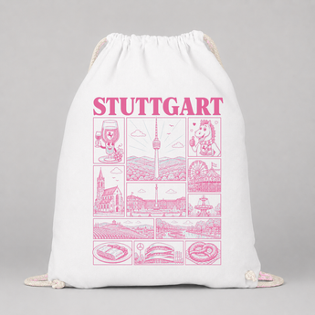 Stuttgart JGA Turnbeutel – Rosa Städte-Motiv