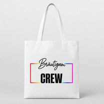 Bräutigam Crew – Regenbogen-Rahmen | JGA Jutebeutel
