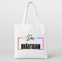 Der Bräutigam – Regenbogen-Rahmen | JGA Jutebeutel
