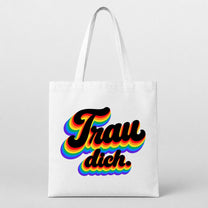 Trau dich. – Retro Regenbogen | JGA Jutebeutel