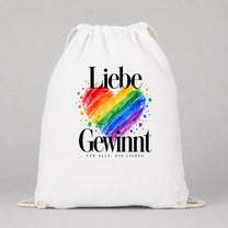 Liebe gewinnt – Aquarellherz | JGA Turnbeutel
