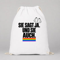 Sie sagt Ja. Und sie auch. | JGA Turnbeutel