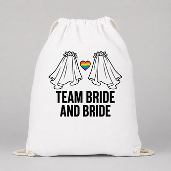 Team Bride and Bride JGA Turnbeutel Weiß