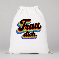 Trau dich. – Retro Regenbogen | JGA Turnbeutel